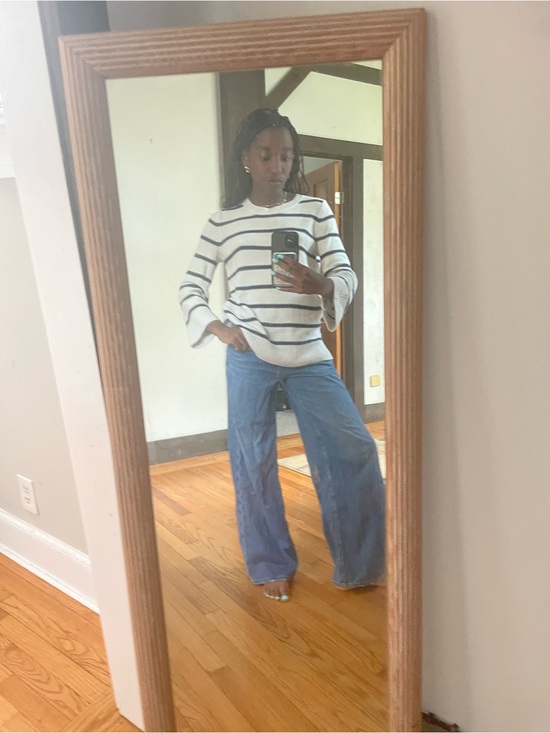 Old Navy Sweaters - Old Navy White Crewneck Sweater with Navy Stripes